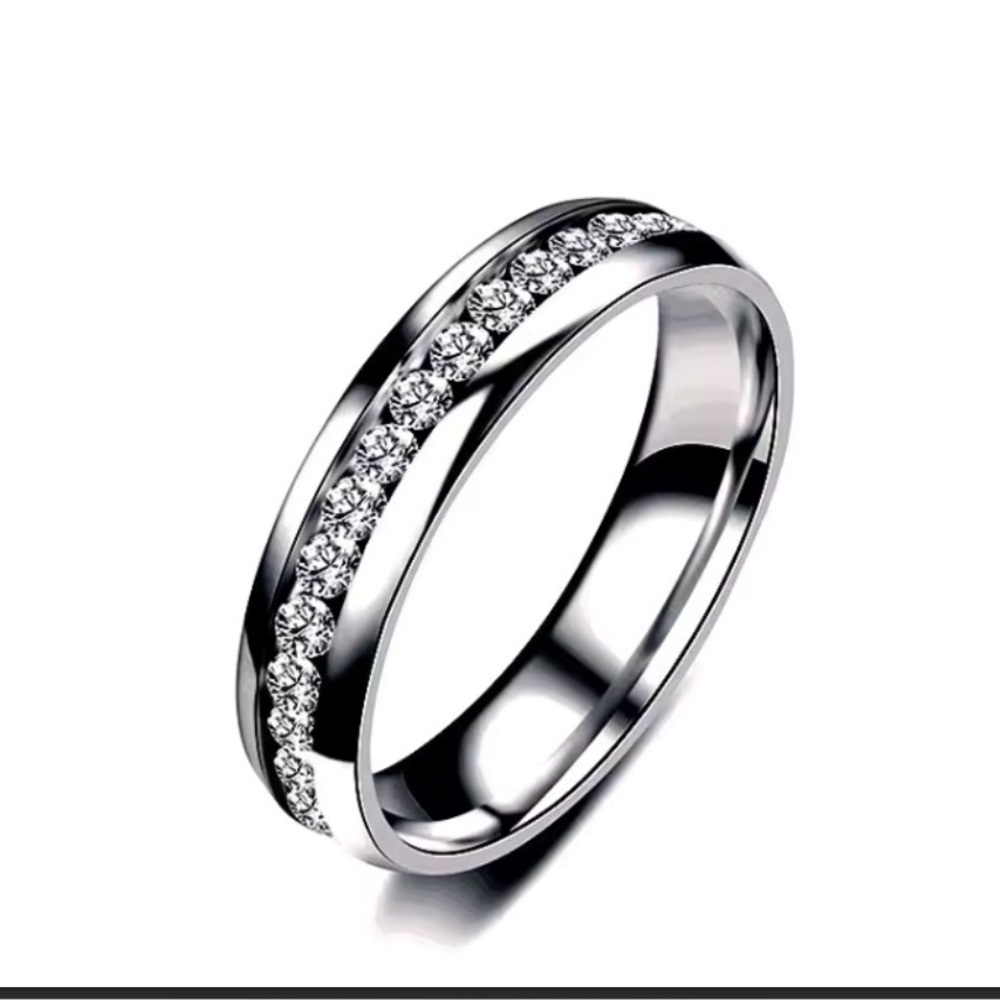 Stainless Steel Band Ring W/ CZ Choose Your Size
